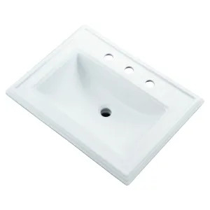 Gerber 12-879 Gerber Logan Square Self-Rimming Bathroom Sink, 23-5/8in x 18-1/8in, 3-Hole, 8in Centers, White - 12-879