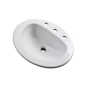 Gerber 12-834-CH Gerber Maxwell Oval Self-Rimming Bathroom Sink, 21in x 17-7/8in, 3-Hole, 4in Centers, White - 12-834-CH