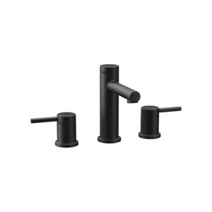 Moen T6193BL Moen Align Two-Handle High Arc Matte Black Widespread Bathroom Faucet with Red/Blue Indicators, M-PACT, 1.2 GPM, ADA Lever Handle, Three-Hole - T6193BL
