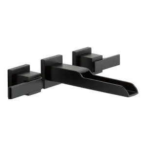 Delta T3568LF-BLWL Delta Ara Channel Spout Wall-Mount Matte Black Lavatory Faucet Trim, Less Pop-Up, 1.2 GPM, Two-Handle, Less Rough-In - T3568LF-BLWL