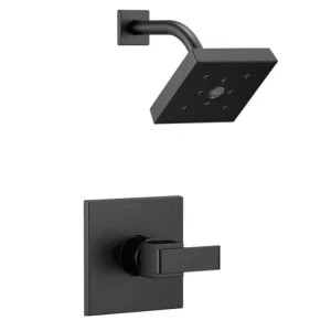 Delta T14267-BL Delta Ara Monitor 14 Series Single-Handle H2Okinetic Shower Faucet with Single-Setting Rain Showerhead, 1.75 GPM, Lever Handle, Matte Black - T14267-BL