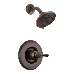Delta T14293-RB Delta Linden Monitor 14 Series Single-Handle Traditional Shower Faucet with 5-Setting Rain Showerhead, 1.75 GPM, Lever Handle, Touch-Clean, Venetian Bronze - T14293-RB