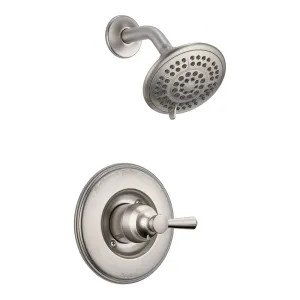 Delta T14293-SS Delta Linden Monitor 14 Series Single-Handle Traditional Shower Faucet with 5-Setting Rain Showerhead, 1.75 GPM, Lever Handle, Touch-Clean, Stainless - T14293-SS