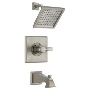 Delta T14451-SS-WE Delta Dryden Monitor 14 Series Single-Handle Tub/Shower Faucet with Single-Setting Rain Showerhead, 1.75 GPM, Lever Handle, Stainless - T14451-SS-WE