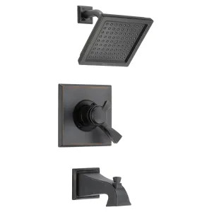 Delta T17451-RB-WE Delta Dryden Monitor 17 Series Two-Handle Tub/Shower Faucet with Single-Setting Rain Showerhead, 1.75 GPM, Lever Handles, Venetian Bronze - T17451-RB-WE