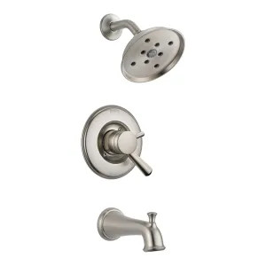 Delta T17493-SS Delta Linden Monitor 17 Series Traditional H2Okinetic Tub/Shower Faucet with Rain Showerhead, Two-Handle, 1.75 GPM, Lever Handles, Stainless - T17493-SS