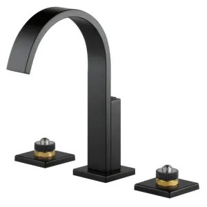 Brizo 65380LF-BLLHP-ECO Brizo Siderna Two-Handle Widespread Matte Black Bathroom Faucet with Metal Pop-Up, 1.2 GPM, Three-Hole, Less Handles - 65380LF-BLLHP-ECO