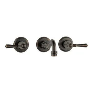 Brizo 65836LF-RB-ECO Brizo Tresa Two-Handle Wall-Mount Venetian Bronze Bathroom Faucet with Grid Strainer, Lever Handles, Three-Hole, 1.2 GPM - 65836LF-RB-ECO