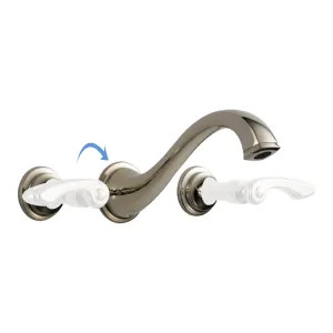 Brizo 65885LF-PNLHP-ECO Brizo Charlotte Two-Handle Widespread Wall-Mount Brilliance Polished Nickel Bathroom Faucet with Grid Strainer, 1.2 GPM, Less Handles - 65885LF-PNLHP-ECO