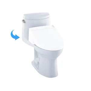 Toto CST604CEFGT20#01 Toto UltraMax II WASHLET+ One-Piece Toilet Tank and Bowl, 1.28 GPF, Cotton White - CST604CEFGT20#01