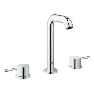 Grohe 2029700A Grohe Essence M-Size Two-Handle Widespread StarLight Chrome Bathroom Faucet, 1.2 GPM, WaterSense, Lever Handles, Three-Holes - 2029700A