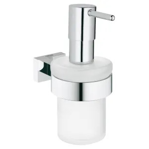 Grohe 40756001 Grohe Essentials Wall Mount Soap Dispenser with Holder, Round, Glass/Metal, Starlight Chrome - 40756001