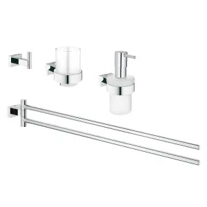 Grohe 40847001 Grohe 40847001 Essentials Cube 4-in-1 Bathroom Accessories Set, StarLight Chrome 