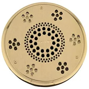 Thermasol SLSRT-SB Thermasol Traditional Style Serenity Light and Sound Rain Head, 2.0 GPM, Round, 6061 Billet Aluminum, Satin Brass - SLSRT-SB