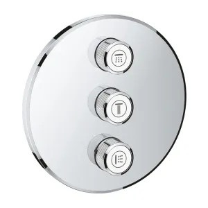 Grohe 29122000 Grohe Grohtherm SmartControl Round Triple Volume Control Trim Valve Trim, StarLight Chrome - 29122000