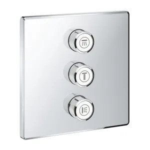 Grohe 29127000 Grohe Grohtherm SmartControl Square Triple Volume Control Trim Valve Trim, StarLight Chrome - 29127000