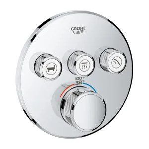 Grohe 29138000 Grohe Grohtherm SmartControl Round 3-Function Diverter Valve Trim, StarLight Chrome - 29138000