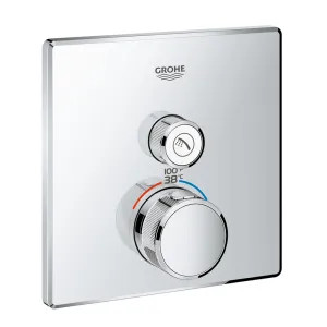 Grohe 29140000 Grohe Grohtherm SmartControl Square 1-Function Diverter Valve Trim, StarLight Chrome - 29140000