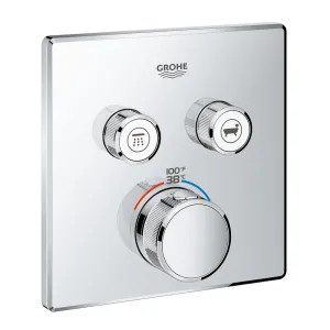 Grohe 29141000 Grohe Grohtherm SmartControl Square 2-Function Diverter Valve Trim, StarLight Chrome - 29141000