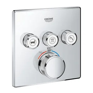 Grohe 29142000 Grohe Grohtherm SmartControl Square 3-Function Diverter Valve Trim, StarLight Chrome - 29142000