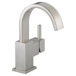Delta 553LF-SS Delta Vero High-Arc Deck-Mount Stainless Lavatory Faucet, Metal Pop-Up, 1.2 GPM, Single-Handle, Lever Handle - 553LF-SS