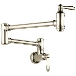 Delta 1177LF-PN Delta Traditional Wall-Mount Pot Filler Faucet, Polished Nickel - 1177LF-PN