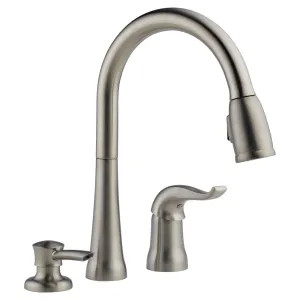 Delta 16970-SSSD-DST Delta Kate Single-Handle Pull-Down Kitchen Faucet w/ Soap Dispenser, 3 Hole, Stainless - 16970-SSSD-DST