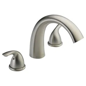 Delta T2705-SS Delta Classic Two-Handle Roman Tub Faucet Trim, Arc Spout, Lever Handles, ADA-Compliant, Stainless - T2705-SS