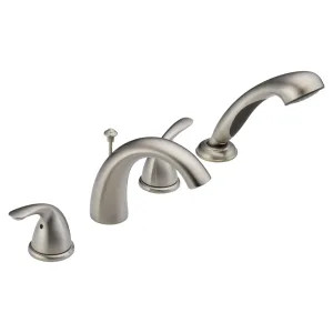 Delta T4705-SS Delta Classic Two-Handle Roman Tub Faucet Trim with 1.75 GPM Single-Setting Handshower, Arc Spout, Lever Handles, Stainless - T4705-SS