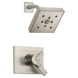 Delta T17253-SSH2O Delta Vero Monitor 17 Series Two-Handle H2Okinetic Rain Shower Faucet with Volume Control, 1.75 GPM, Lever Handles, ADA, Stainless - T17253-SSH2O