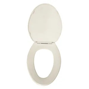 Kohler 4774-47 KOHLER K-4774-47 Brevia Elongated Toilet Seat with Quick-Release Hinges and Quick-Attach Hardware for Easy Clean, Almond