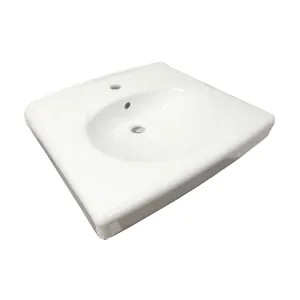 Kohler 1997-1-0 KOHLER K-1997-1-0 Brenham Wall-Mounted or Concealed Carrier Arm Mounted Commercial Bathroom Sink with Single Faucet Hole, White