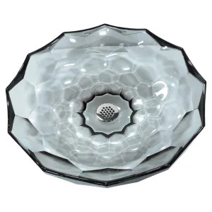 Kohler 2373-B11 KOHLER K-2373-B11 Briolette Vessel Faceted Glass Bathroom Sink, Ice