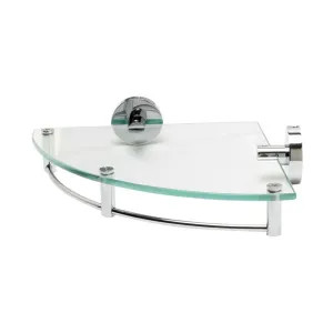 Alfi AB9546 ALFI Glass Shower Shelf with Chrome Accents, Corner Mounted - AB9546