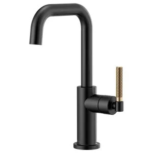 Brizo 61053LF-BLGL Brizo Litze Matte Black/Brilliance Luxe Gold Bar Faucet with Square Spout and Knurled Handle - 61053LF-BLGL