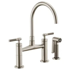 Brizo 62543LF-SS Brizo Litze Brilliance Stainless Bridge Kitchen Faucet with Arc Spout and Knurled Handles, 1.8 GPM - 62543LF-SS