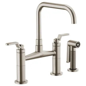 Brizo 62554LF-SS Brizo Litze Brilliance Stainless Bridge Kitchen Faucet with Square Spout and Industrial Handles, ADA, 1.8 GPM - 62554LF-SS