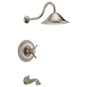 Brizo T60410-BN-2.5 Brizo Traditional TempAssure Thermostatic Tub/Shower Faucet with Rain Showerhead, 2.5 GPM, Two-Handle, Lever Handles, Brilliance Brushed Nickel - T60410-BN-2.5
