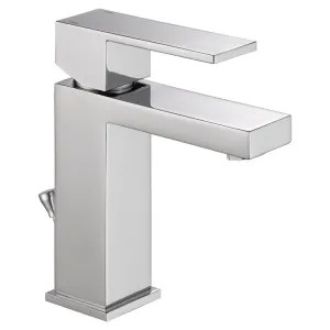 Delta 567LF-GPM-PP Delta Modern Square Single-Hole Chrome Lavatory Faucet, Metal Pop-Up, 1 GPM, Single-Handle, Square Lever Handle, Project Pack - 567LF-GPM-PP