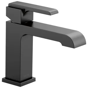 Delta 567LF-BLLPU Delta Ara Angular Spout Matte Black Lavatory Faucet with Escutcheon and Red/Blue Indicators, Less Pop-Up, 1.2 GPM, Single-Handle, DIAMOND Seal - 567LF-BLLPU