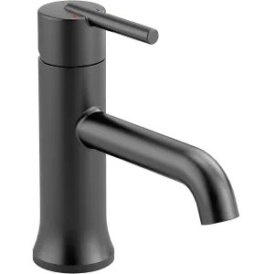Delta 559LF-BLLPU Delta Trinsic Tube Spout Matte Black Lavatory Faucet with Escutcheon, Less Pop-Up, 1.2 GPM, Single-Handle, Lever Handle - 559LF-BLLPU
