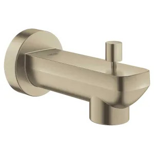 Grohe 13382EN1 Grohe Lineare Diverter Tub Spout, Brushed Nickel Finish, 4-7/16in Spout Reach, Wall-Mounted Installation, 5/8in Slip Fit Connection - 13382EN1