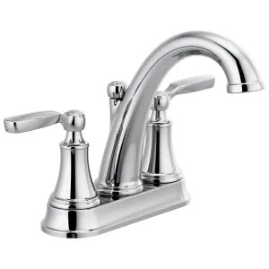 Delta 2532LF-TP Delta Woodhurst Two-Handle Centerset Bathroom Faucet with 50/50 Pop-Up, Deck Mount, Lever Handles, Tract-Pack, 1.2 GPM, Chrome - 2532LF-TP
