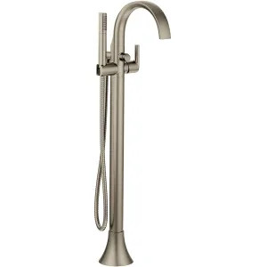 Moen S3105BN Moen Doux 6 GPM Single-Handle Freestanding Tub Filler with 1.75 GPM Single-Function Hand Shower, 59in Metal Hose, Brushed Nickel - S3105BN