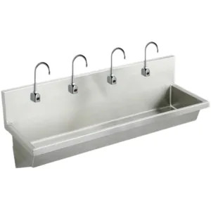 Elkay EWMA9620SBC Elkay EWMA9620SBC  Four-Station Wall-Mounted Wash Sink and Sensor Faucet