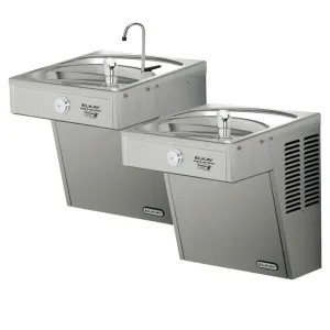 Elkay LVRCGRNTL8FC Elkay Wall-Mount Bi-Level High-Efficiency Water Cooler with Glass Filler, 8 GPH, StreamSaver Bubbler, Filtered, 115V, Stainless - LVRCGRNTL8FC