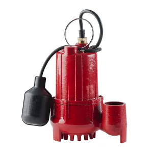 Red Lion 14942746 Red Lion Submersible Cast Iron Sump Pump with Tethered Float Switch, 1/2 HP, 5.3A, 115V, 10' Cord, 1-1/2