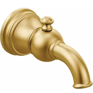 Moen S12104BG Moen Weymouth Wall Mounted Brushed Gold Tub Spout with Pull-Up Diverter - S12104BG
