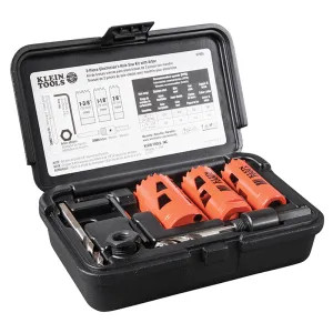 Klein 32905 KLEIN 32905 3-PIECE ELECTRICIAN'S HOLE SAW KIT WITH ARBOR