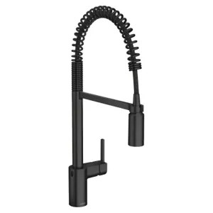 Moen 5923EWBL Moen Align Single Handle Pre-Rinse Spring Pull-Down Kitchen Faucet w/ MotionSense Wave, Matte Black - 5923EWBL